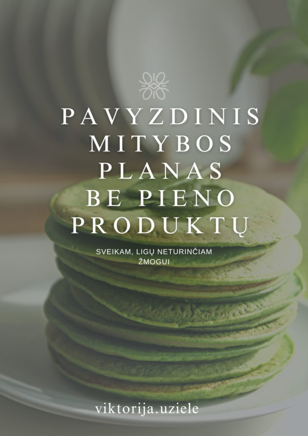 Pavyzdinis mitybos planas be pieno produktų